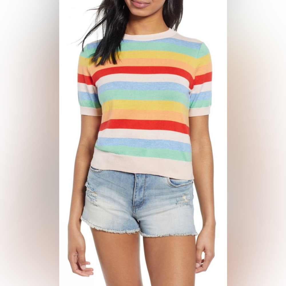 BP rainbow striped blouse.